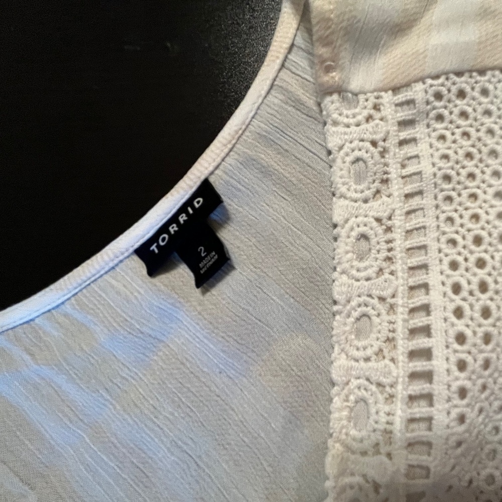 Torrid gauze and open lace top